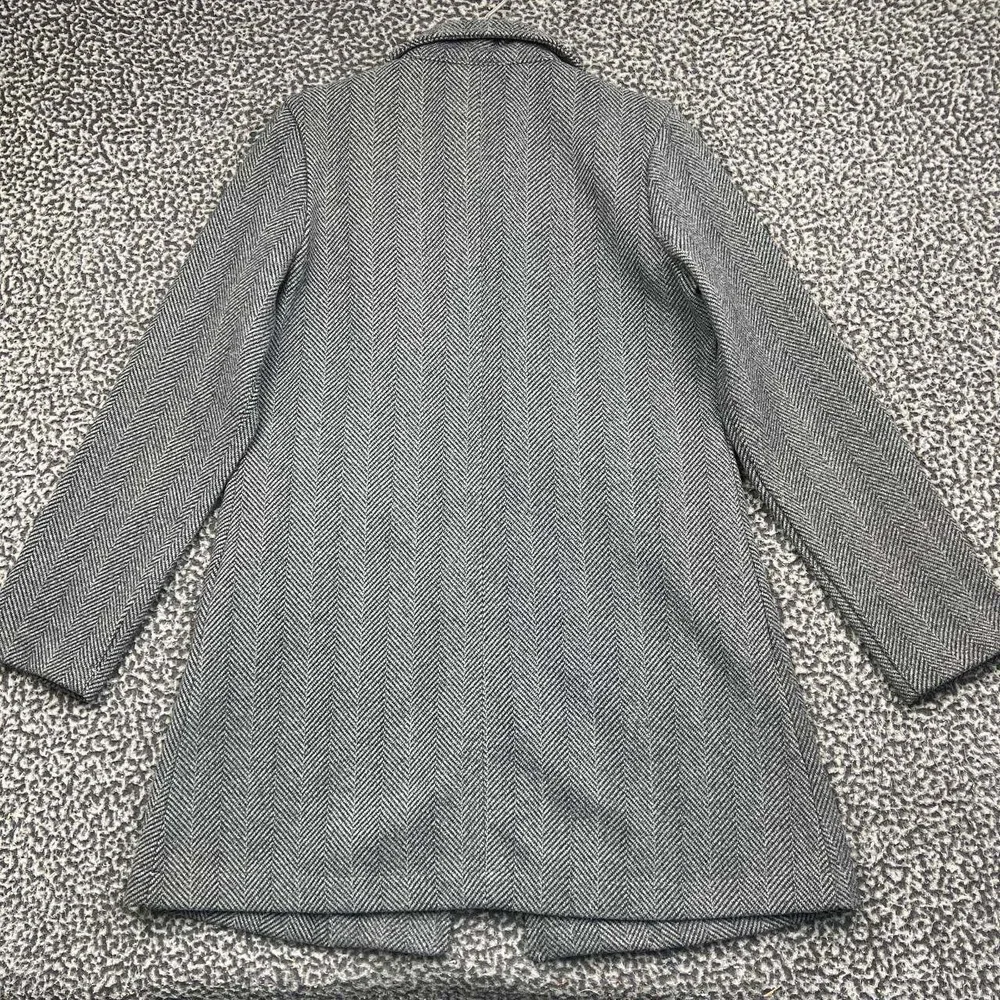 HAVE Los Angeles Long Coat Jacket Women Small Gray Herringbone Notch Lapel S